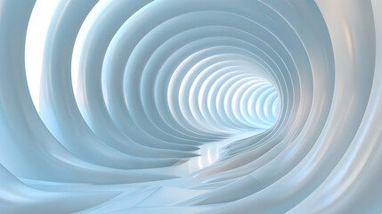 Fototapeta premium A smooth, spiraling tunnel with soft lighting, creating a serene, futuristic atmosphere.