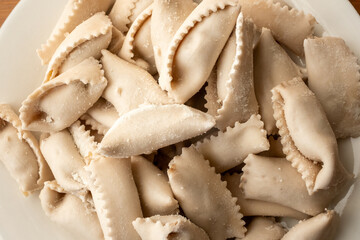 Homemade Italian ravioli in close-up