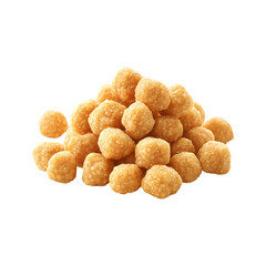 Puffed Millet Caramel Nuggets with Peanuts Isolated on Transparent Background