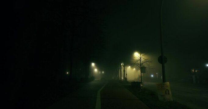 empty street on a foggy night