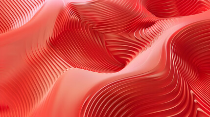 Abstract red waves with intricate textures and patterns.