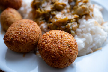 local middle eastern food falafel and rice