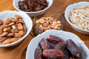 date and nuts in containers for ramadan