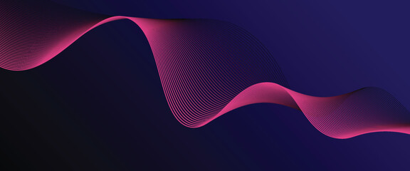Dark blue abstract background with glowing wave lines. futuristic background Modern concept technology. Vector illustration