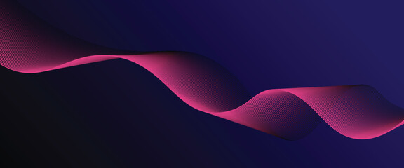 Dark blue abstract background with glowing wave lines. futuristic background Modern concept technology. Vector illustration