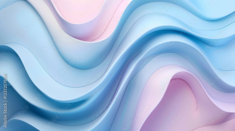 Poster abstract wavy design in soft pastel colors, creating a soothing visual effect.