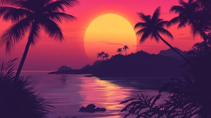Tropical Sunset Paradise: A Vibrant Island Escape