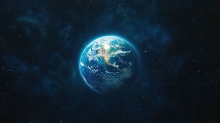 Obraz premium Earth in outer space surrounded by stars and cosmic dust, viewing americas from orbit