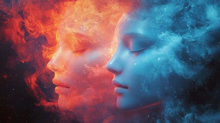 Ethereal duality of fire and ice faces in cosmic clouds