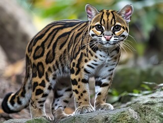Obraz premium Young Asian tiger cub in a jungle habitat.