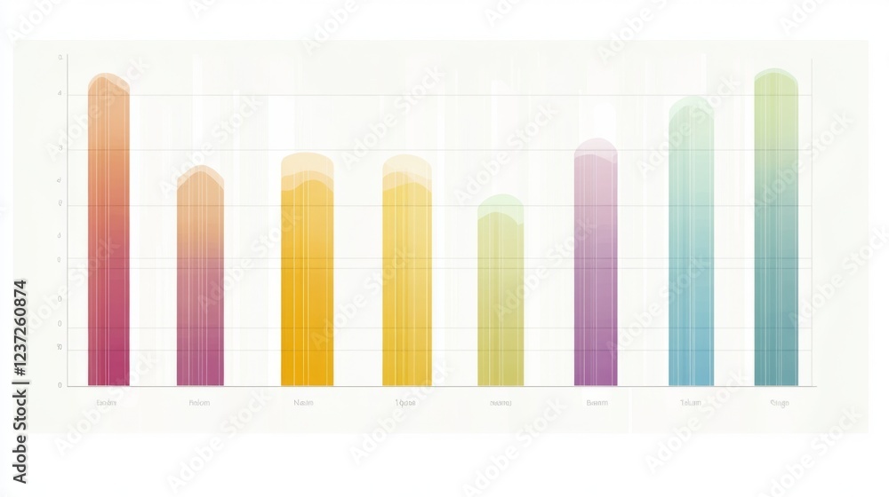 Poster a clean and sharp financial bar graph with colorful bars, displaying growth trends over time on a hi