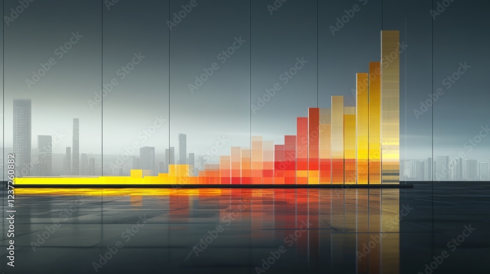 Aufkleber A clean and sharp financial bar graph with colorful bars, displaying growth trends over time on a high-resolution digital screen