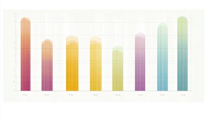 Obraz premium A clean and sharp financial bar graph with colorful bars, displaying growth trends over time on a high-resolution digital screen