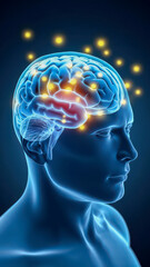 Obraz premium Neural activity visualized in a human brain.