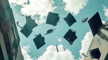 Graduation season captured in a symbolic image, Graduation scene, Symbolic style