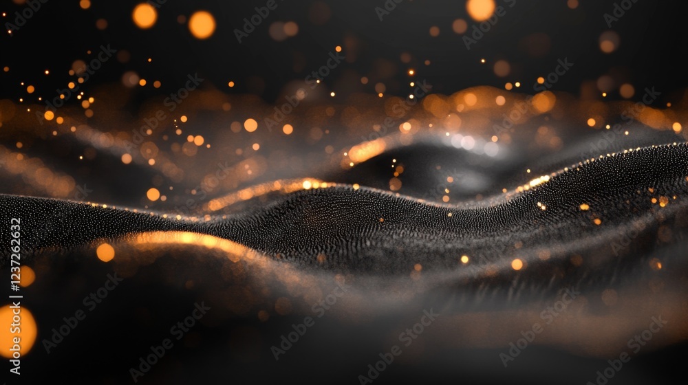 Poster A close-up of light particles speeding through a void, glowing brightly as they move, capturing the concept of light speed in a scientific and abstract manner