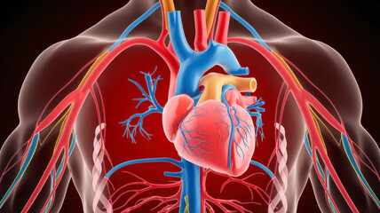 Human heart and circulatory system anatomy.