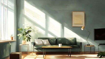Sunlit Modern Living Room Interior Design - Calm and Serene Home Atmosphere
