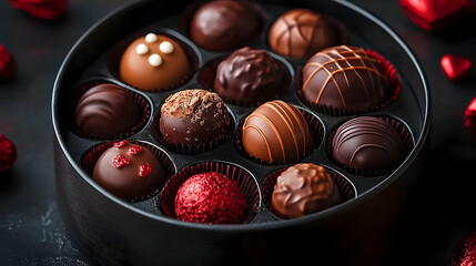 Classic Valentine's Day Chocolate Box: Romantic Gift Photography on White