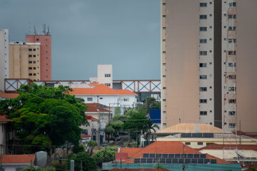 city ​​seen from above on a cloudy day