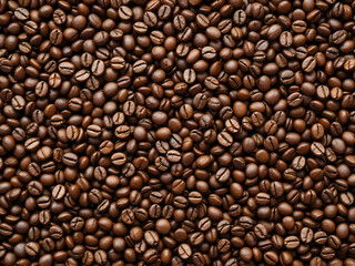 Fototapeta premium A close-up of rich, aromatic coffee beans showcasing their natural texture and earthy tones.