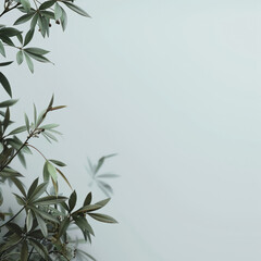 Naklejka premium Fresh green leaves against soft background, perfect for text overlay