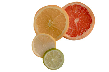 lemon and lime and orange slice isolated