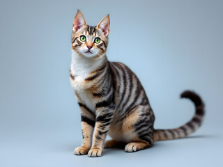 Obraz premium Cat, feline, pet, animal, cute, kitten, fur, whiskers, eyes, tail, stripes, domestic, indoor, window, sitting, looking, green eyes, fluffy, cozy, home, sunlight, peaceful, relaxed, content, curious, p