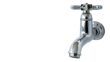 Chrome water tap isolated on transparent background