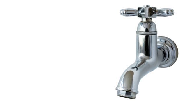 Chrome water tap isolated on transparent background