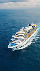 A massive cruise ship sails across the deep blue ocean Vertical Mobile Wallpaper