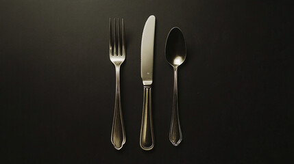 a sleek fork knife and spoon with polished stainless steel finish placed against a dark background creating a modern and sophisticated look

