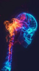 Vibrant Neon X-Ray Scan Revealing Human Shoulder Structure in Stunning Detail