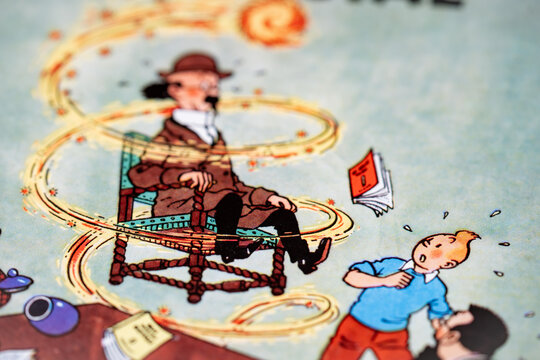 Adventures of Tintin, The Seven Crystal Balls from a comic book. Toronto, Canada - January 29, 2025.