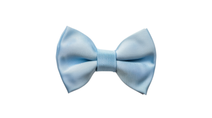 Elegant light blue bow tie isolated on transparent background