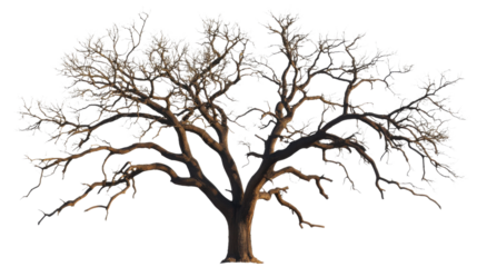Majestic bare tree standing tall on transparent background