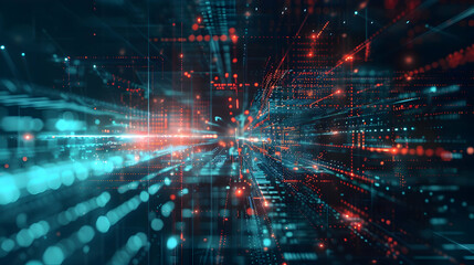 A digital abstract representation of data flow and connectivity in a futuristic environment.