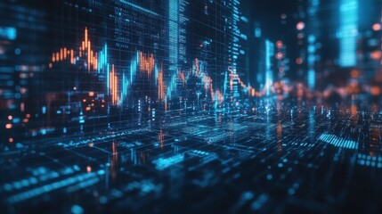 Digital financial market analysis with graphical data visualization showing trends and patterns