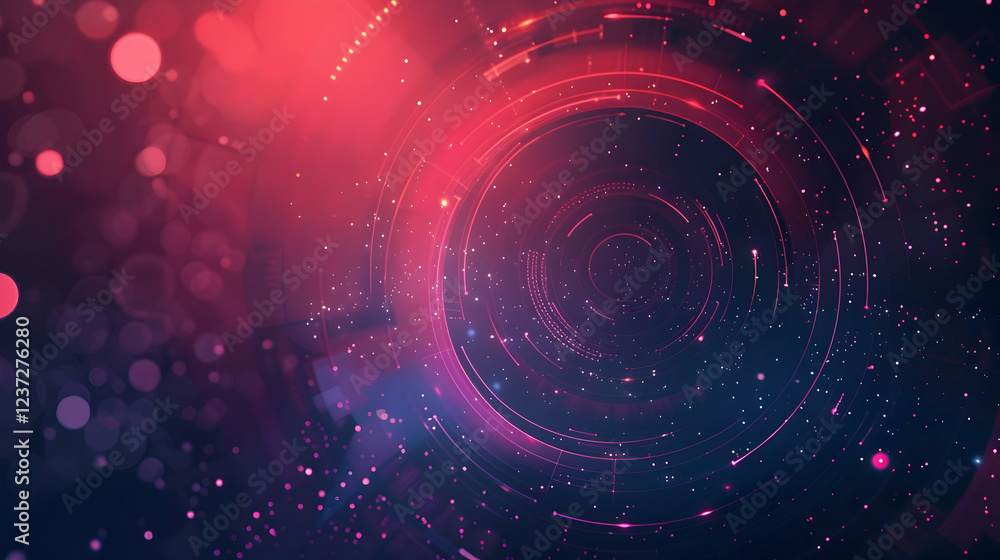 Aufkleber abstract digital design with vibrant colors and circular patterns for tech themes.