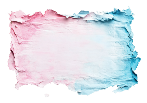 Soft colors blended on torn paper background isolated on transparent background