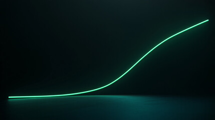 A sleek green light curve rises against a dark minimalist background representing data trends growth and futuristic digital concepts

