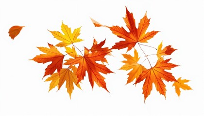 Fototapeta premium Dynamic Autumn Maple Leaves Dancing in the Wind Against a Clear Background