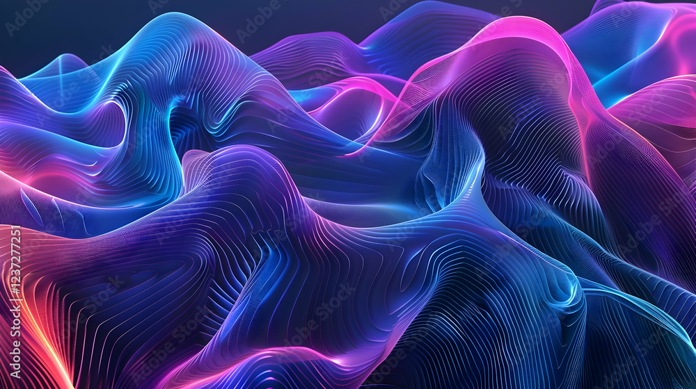 Poster abstract waves of vibrant colors and lines create a dynamic visual experience.