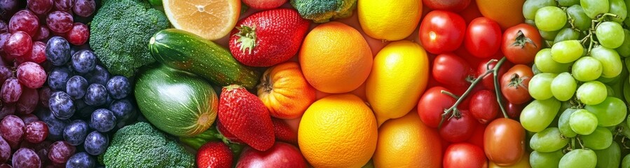 Rainbow of fresh fruits and vegetables. (5)
