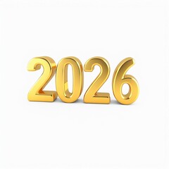 Elegant 2026 New Year Celebration 3D Text with Gold Accents and Festive Background