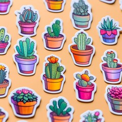 Assortment of Cactus and Succulent Plant Stickers