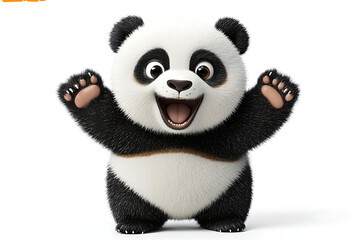 Obraz premium panda on a white background, panda on a blank white background, a panda, panda, cute panda, white background, copy space for add text, 3d rendering, 3d, vector, AI generative