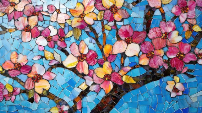 Stained Glass Floral Motif background - Powered by Adobe