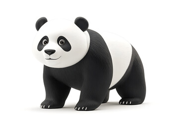 Fototapeta premium panda on a white background, panda on a blank white background, a panda, panda, cute panda, white background, copy space for add text, 3d rendering, 3d, vector, AI generative
