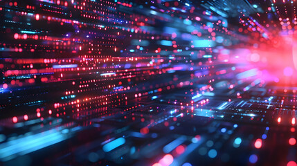Obraz premium A vibrant digital abstract representation of data flow and connectivity in a futuristic style.